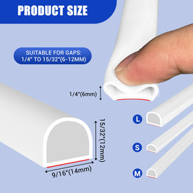Protalwell silicone D-shaped seal close-up with strong adhesive backing