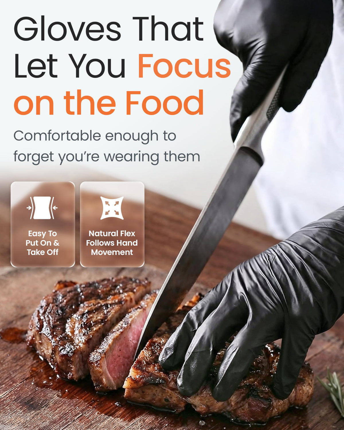 Protectmate touchscreen-friendly nitrile gloves for device use while cooking.