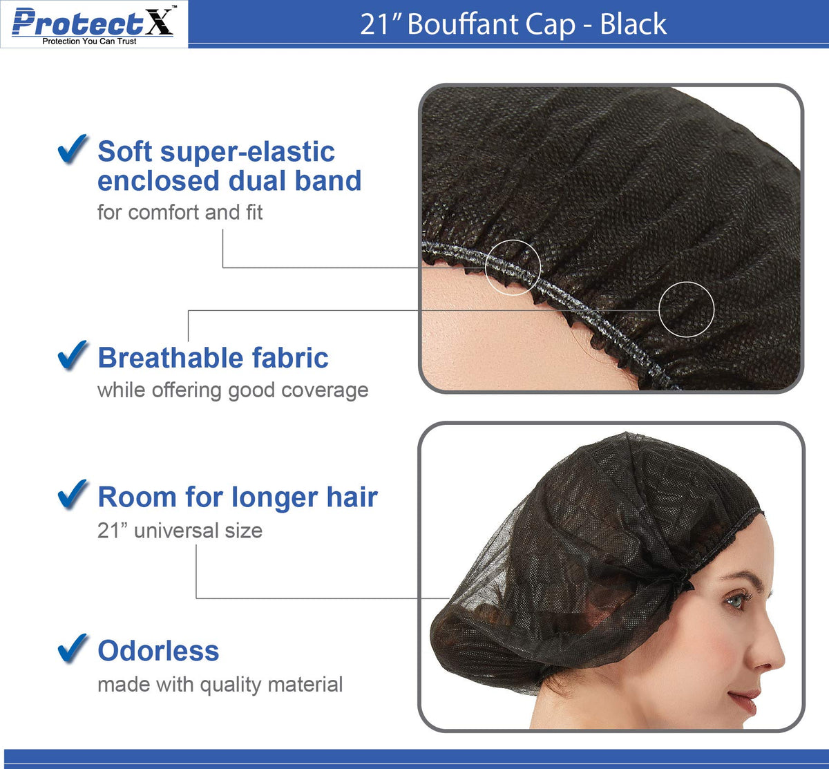 ProtectX 21-inch head cover offers roomy fit for longer hair.