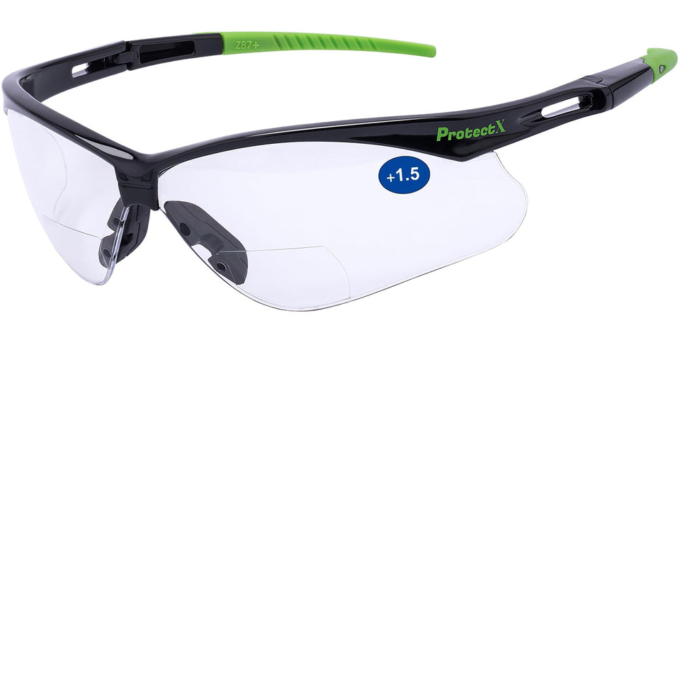 ProtectX bifocal reading glasses with 1.5 diopter lenses for easy near tasks