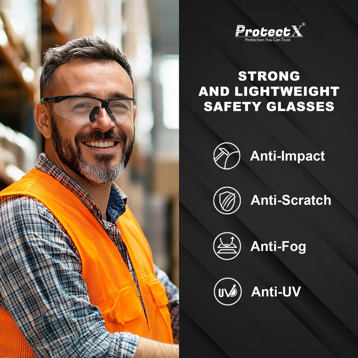 ProtectX bifocal reading glasses 2.0 diopter for men and women.