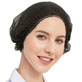ProtectX black disposable hair net 100-pack for comfortable, secure kitchen coverage.