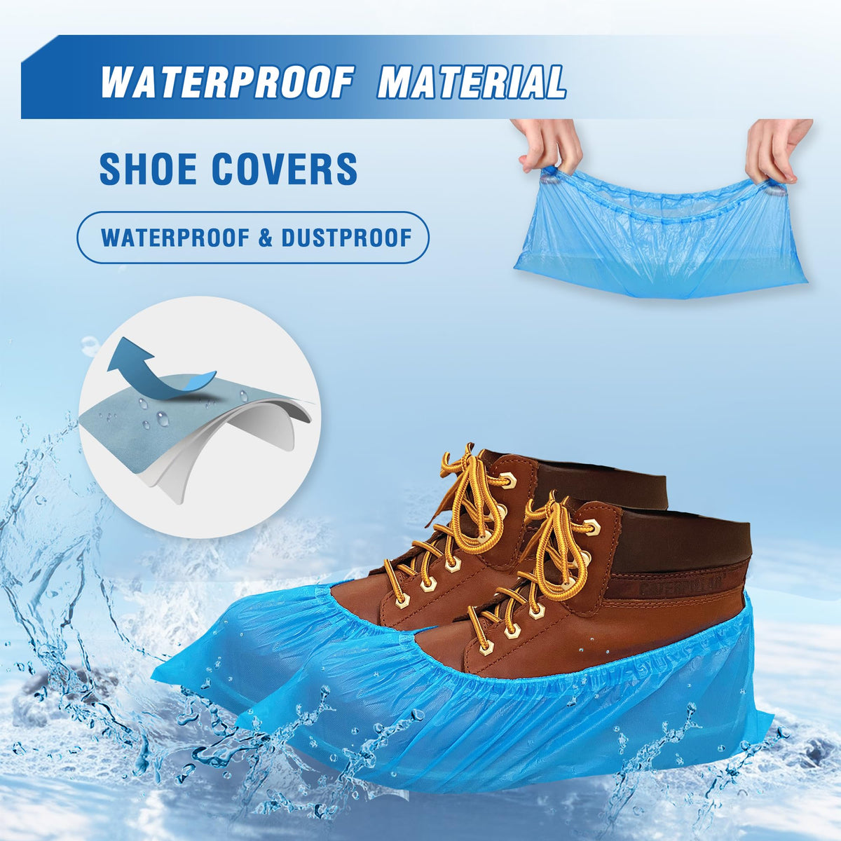 ProtectX disposable shoe cover XL, back view, durable CPE construction