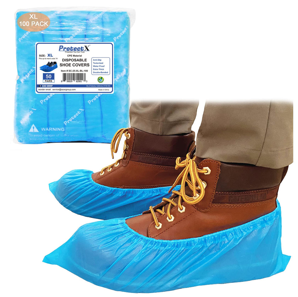 ProtectX disposable shoe cover XL, front view demonstrates waterproof protection