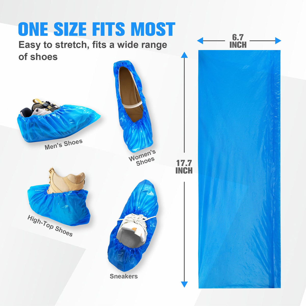 ProtectX blue disposable boot covers used in home, commercial, industrial settings