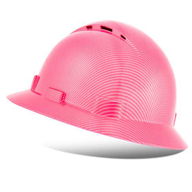 ProtectX pink full-brim hard hat front view for all-day safety and comfort.