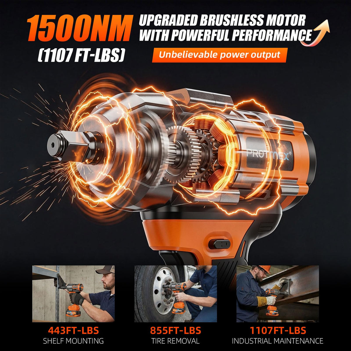 Protmex 21V 4.0Ah battery powers extended performance.