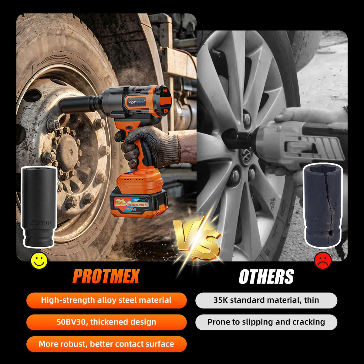 Protmex BV30 socket set included for common sizes.