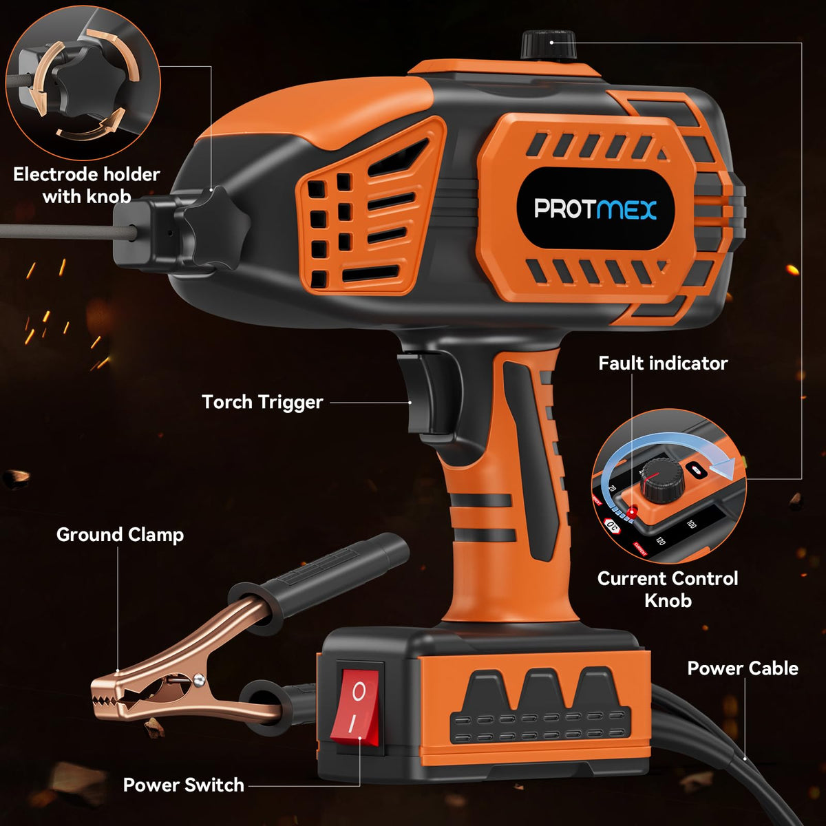Protmex portable welder compact dimensions 9.8 x 9.45 inches
