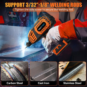 Protmex lightweight welder weighing 3.3 lbs for one-handed use
