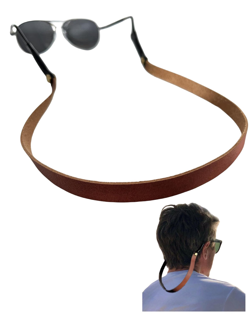 PROVBORN Italian brown full-grain leather glasses strap for secure daily wear