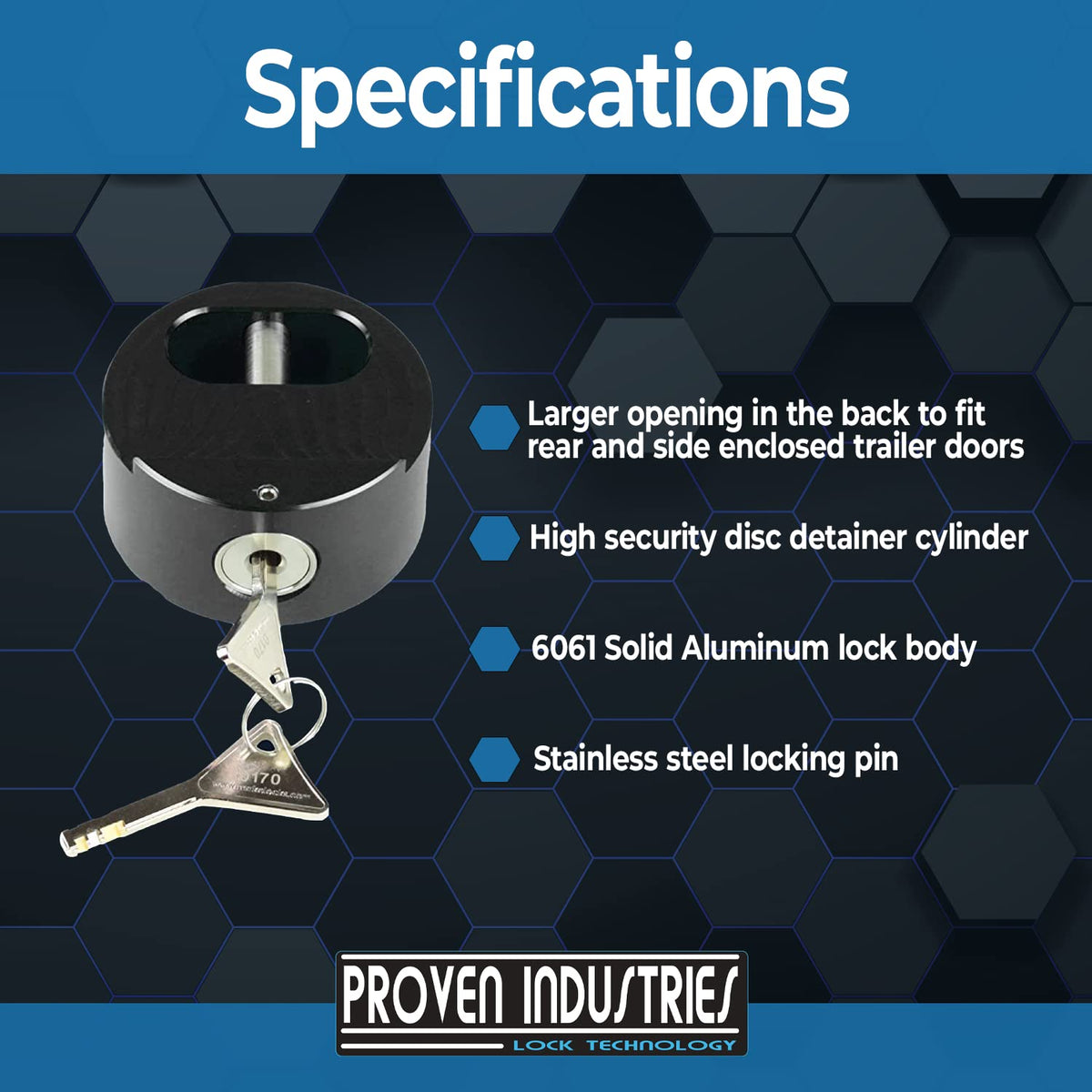 Rugged 6061 aluminum lock body resists corrosion and impacts in tough environments.