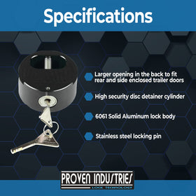 Rugged 6061 aluminum lock body resists corrosion and impacts in tough environments.