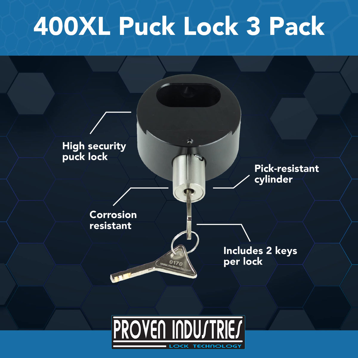 Proven Industries Puck Lock Set shows keyed-alike convenience for quick, organized security.