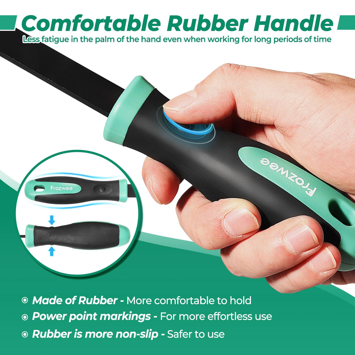 Prozwee one-quarter-inch scraper handles tough deposits on metal