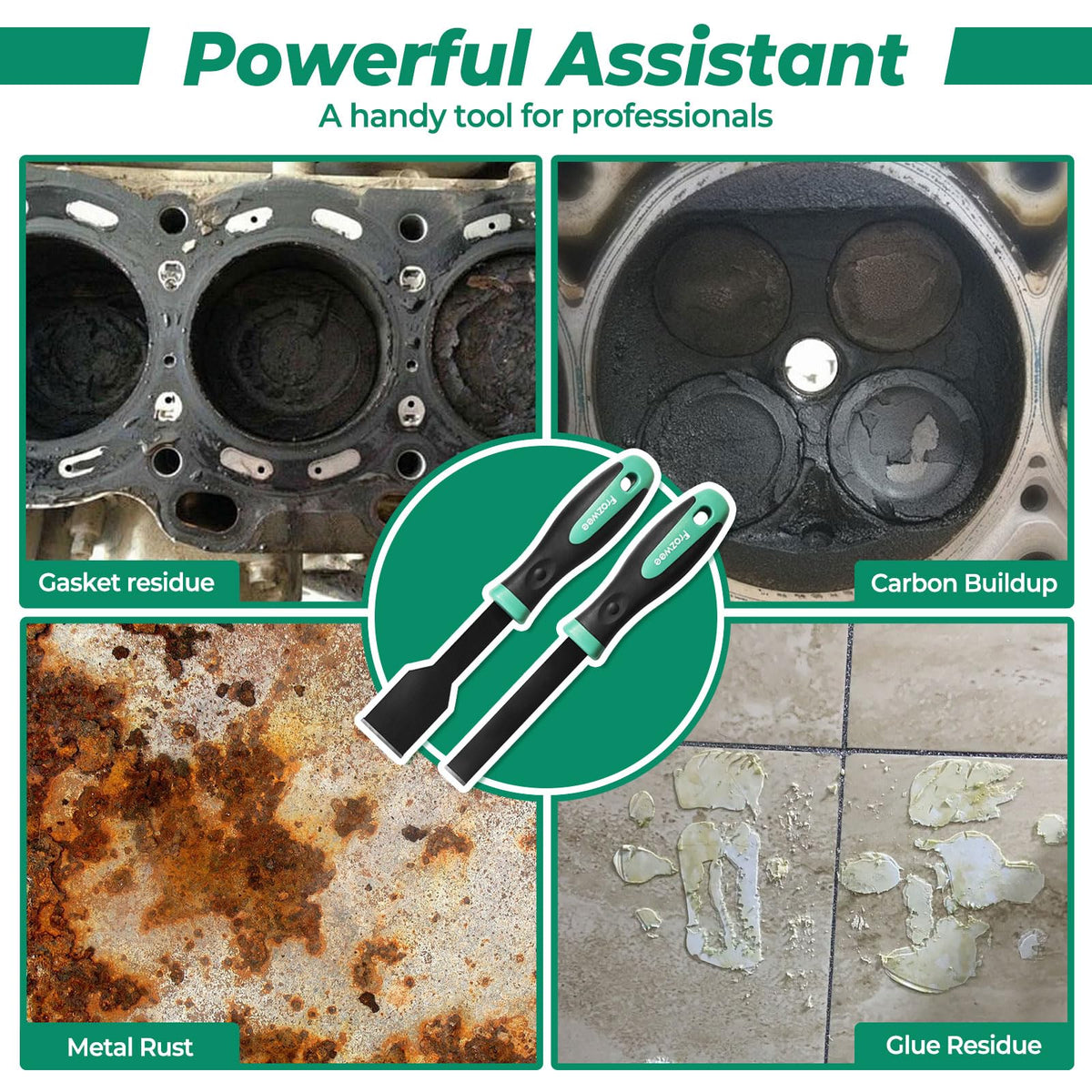 Copper welded head stays secure during heavy scrubbing