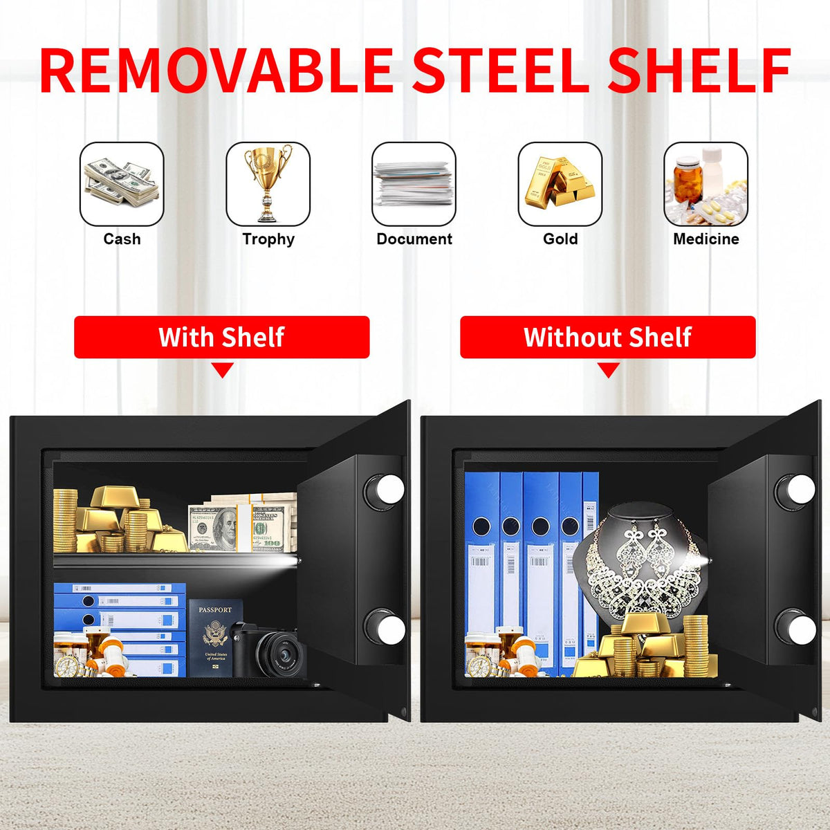 Psisuvry digital safe 1.8 cu ft showcases compact storage capacity.