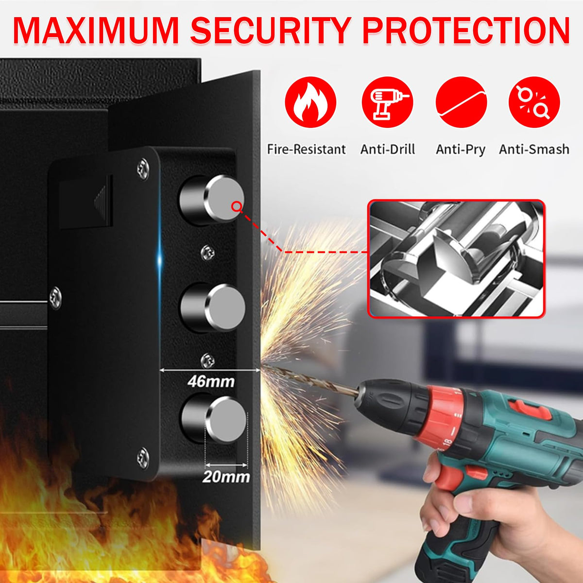 Psisuvry electronic keypad with spare keys enables quick, customizable access.