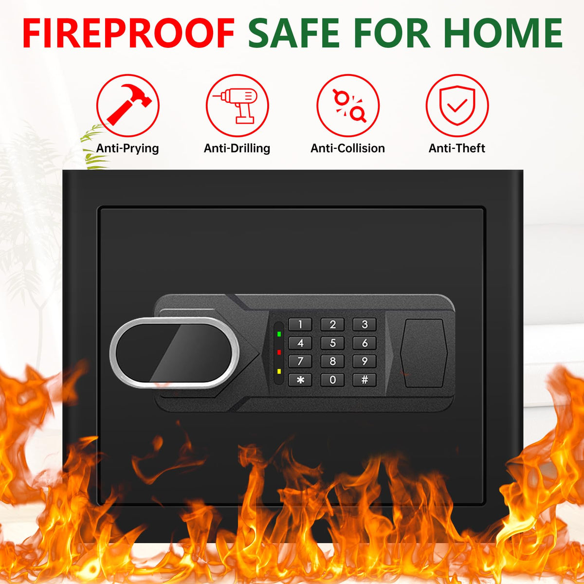 Psisuvry fireproof safe digital keypad close-up enables quick secure access