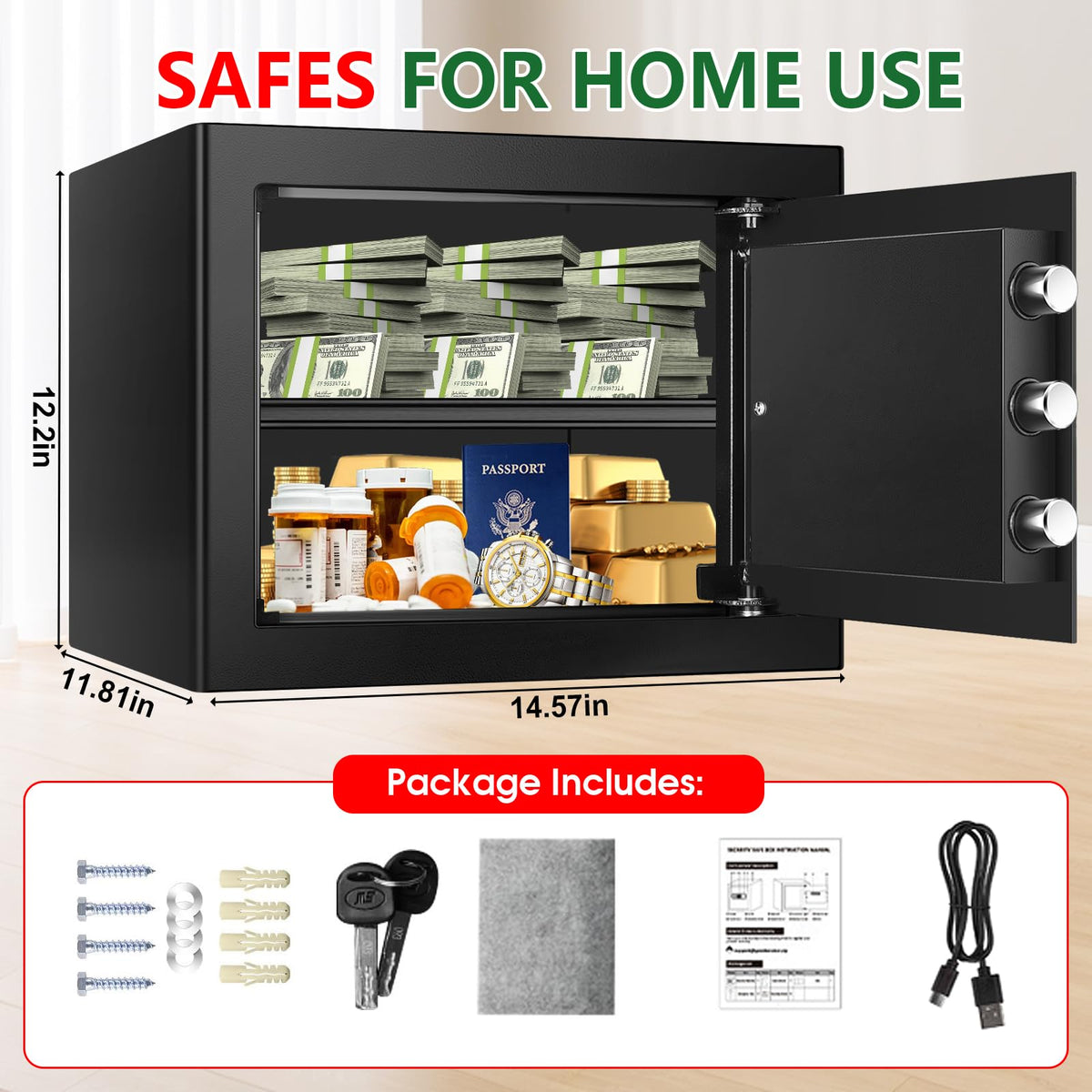 Psisuvry wall/floor mounting holes offer secure fixed installation