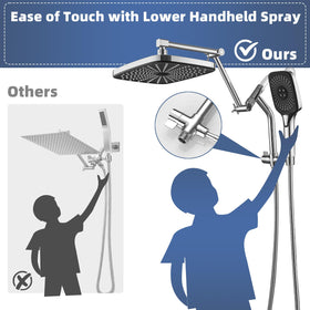 Psylc dual shower head with handheld spray for versatile cleaning and rinsing.