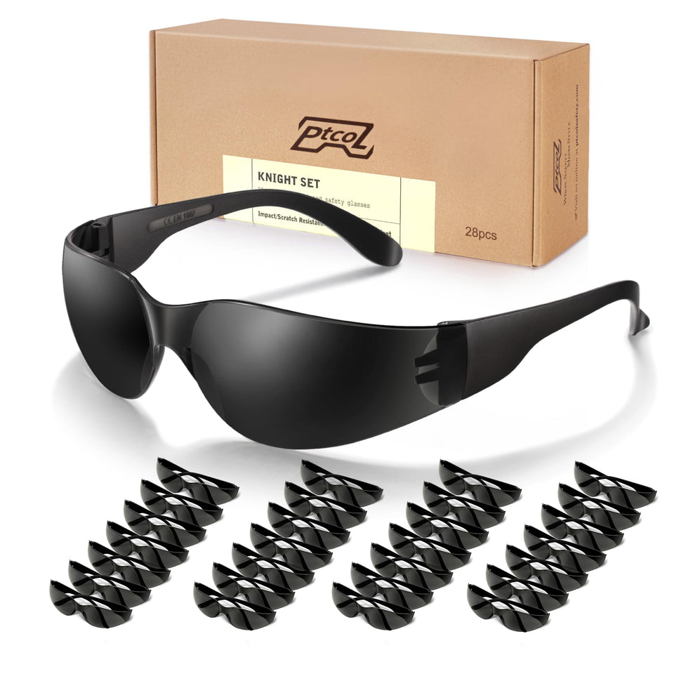 PTCOL 28-pack safety glasses, individually wrapped for easy distribution.