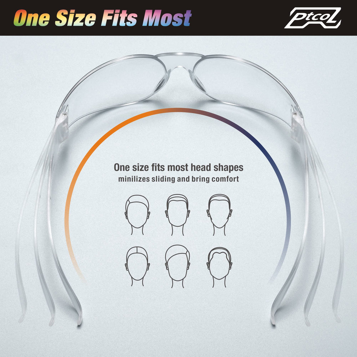 PTCOL safety glasses weigh 23g for comfortable all-day wear.