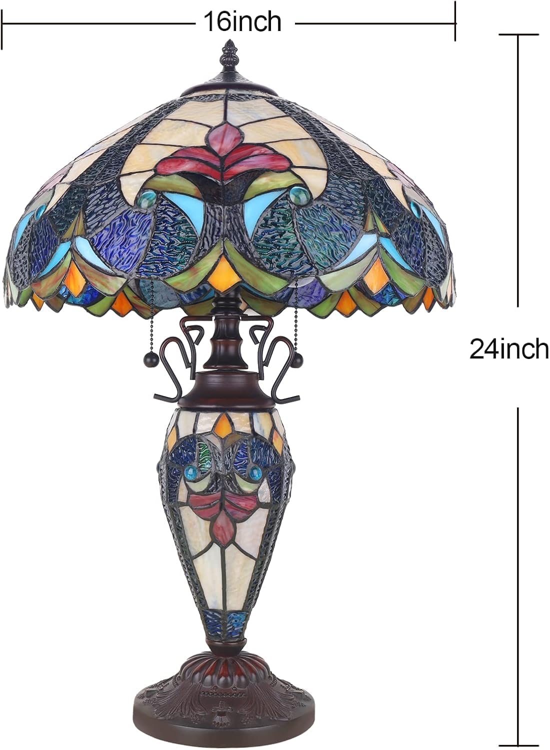Pterying Tiffany lamp resin-aluminum base feels substantial and durable