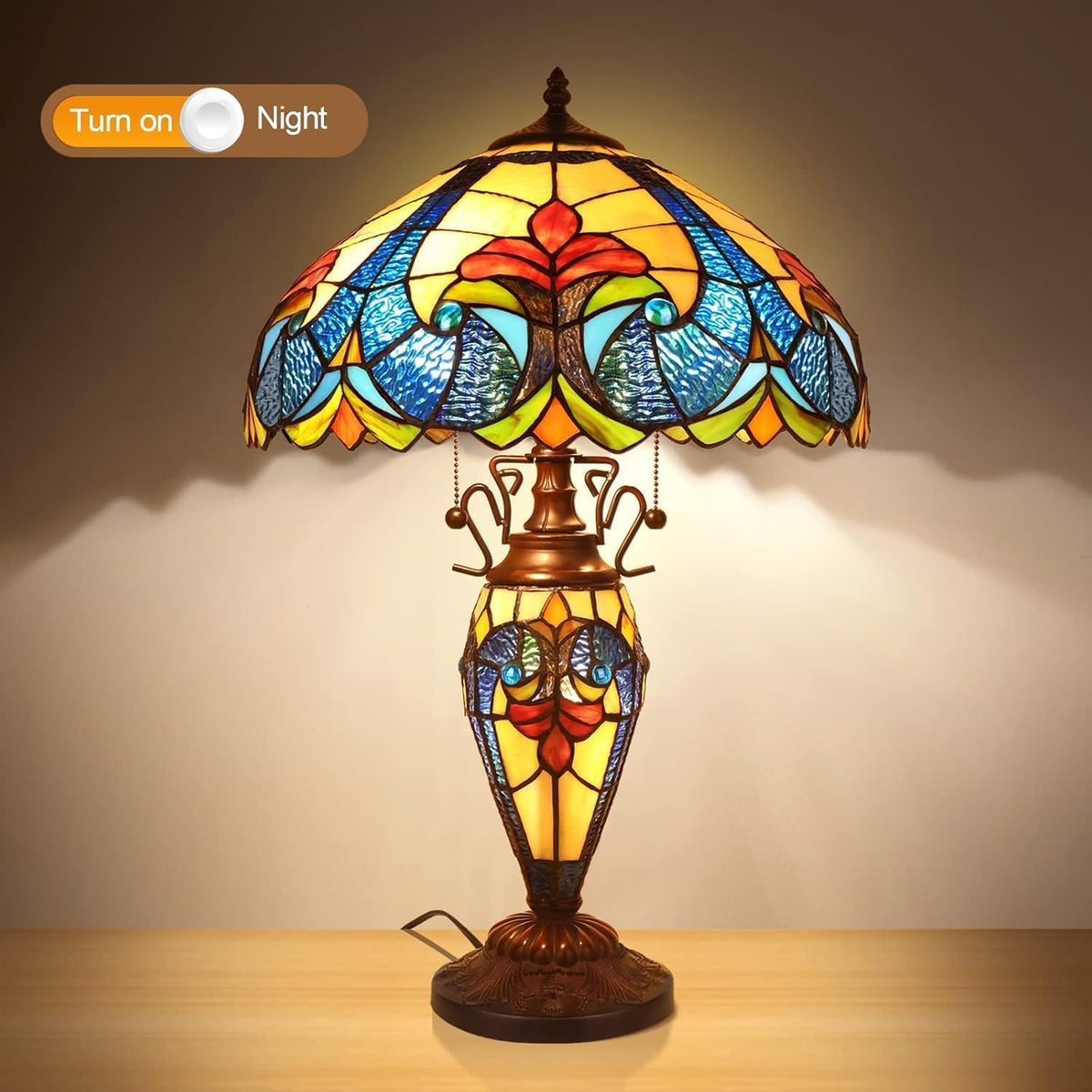Pterying Tiffany lamp retro pull-switch easy on/off control