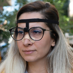 Pucka nose guard headband designed for post-surgery comfort and support