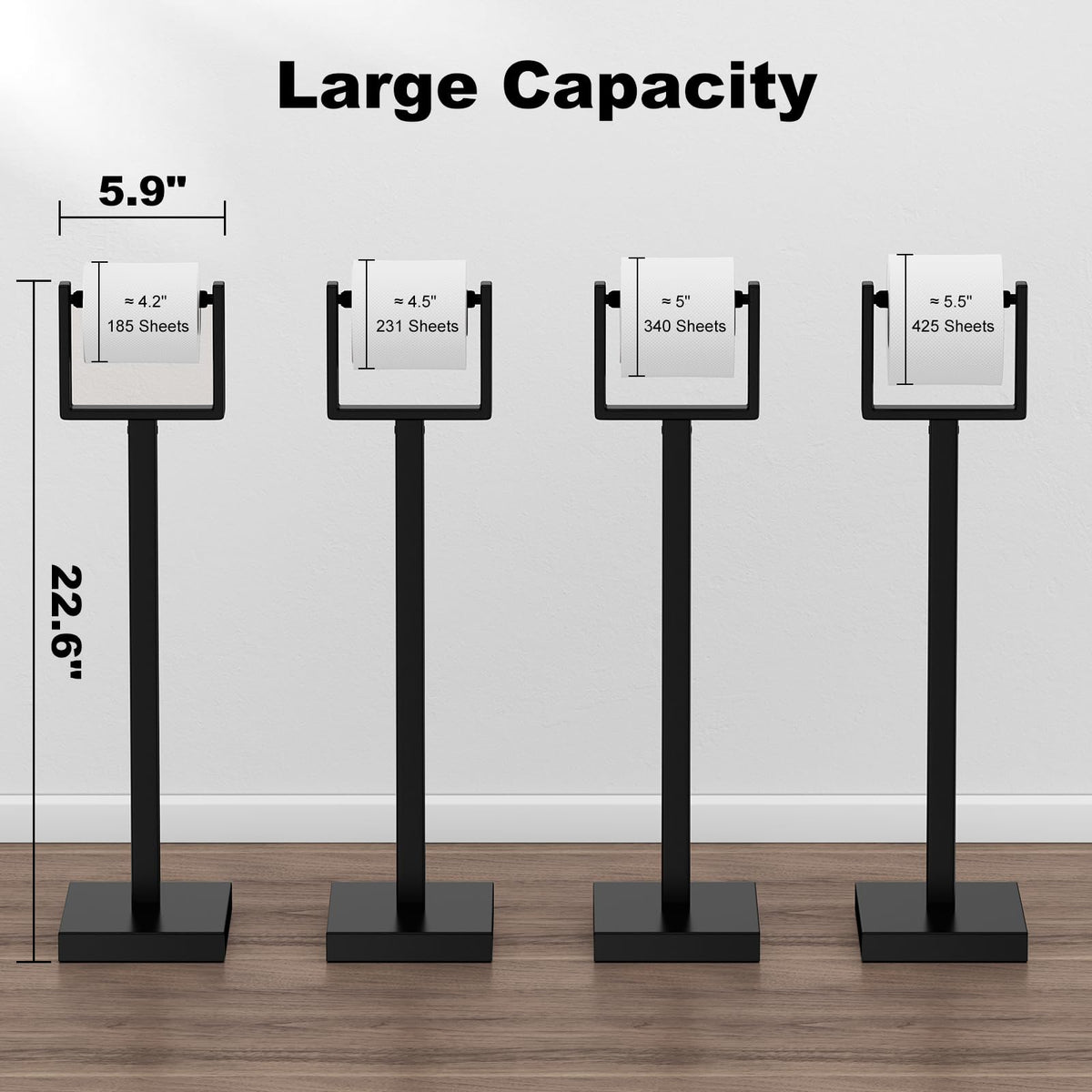 Pucscsrg free-standing tissue roll holder fits jumbo and standard rolls