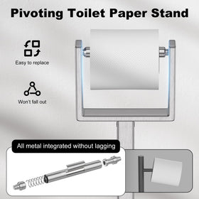 Pucscsrg Nickel Toilet Paper Holder Stand assembly showing quick setup.
