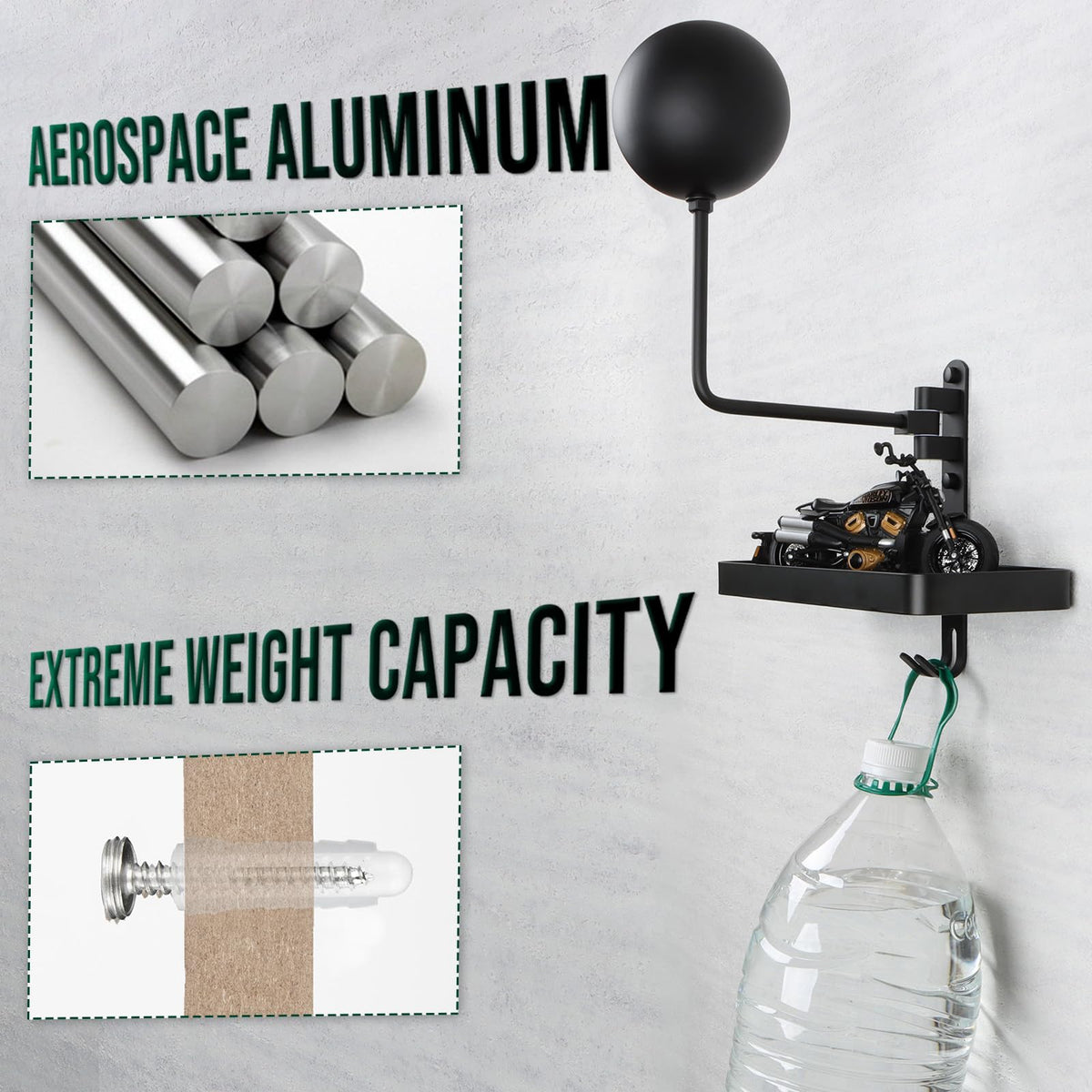 PUERSI durable aerospace aluminum bracket detail emphasizes long-lasting wall storage.