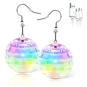 PUFIER disco ball earrings glow in vibrant RGB modes for a dazzling party look