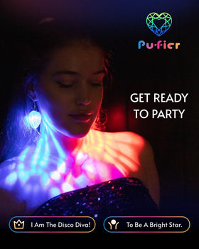 PUFIER LED earrings ready for disco party visuals and rave styling