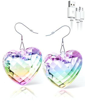 PUFIER LED earrings front view with glowing heart for night-out style