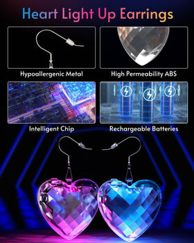 PUFIER LED earrings lightweight heart design for comfortable wear