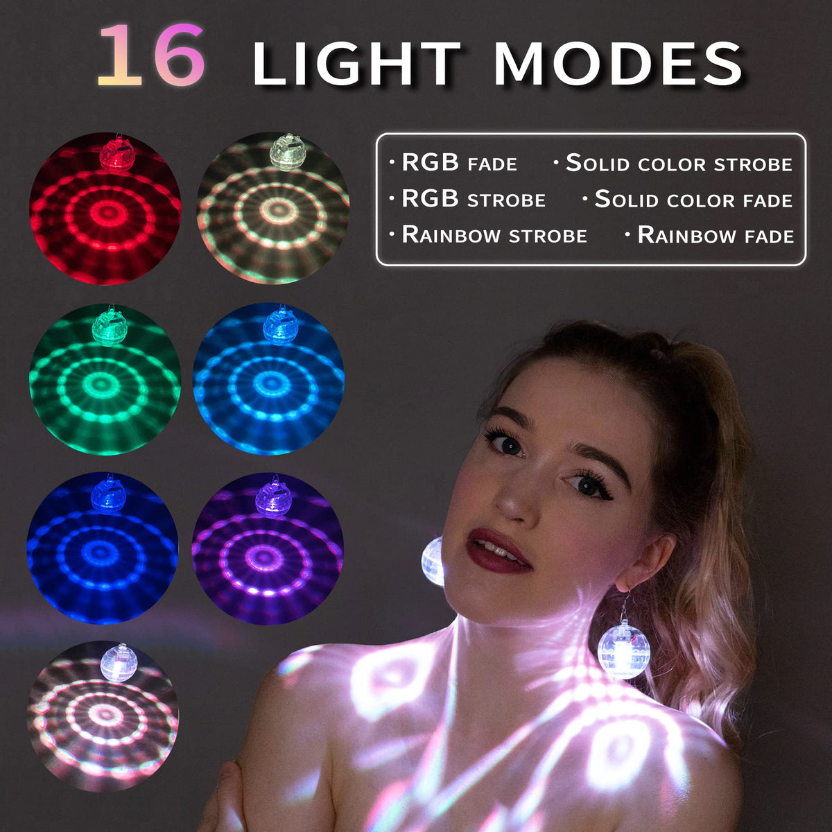 PUFIER LED earrings are rechargeable for long dance nights