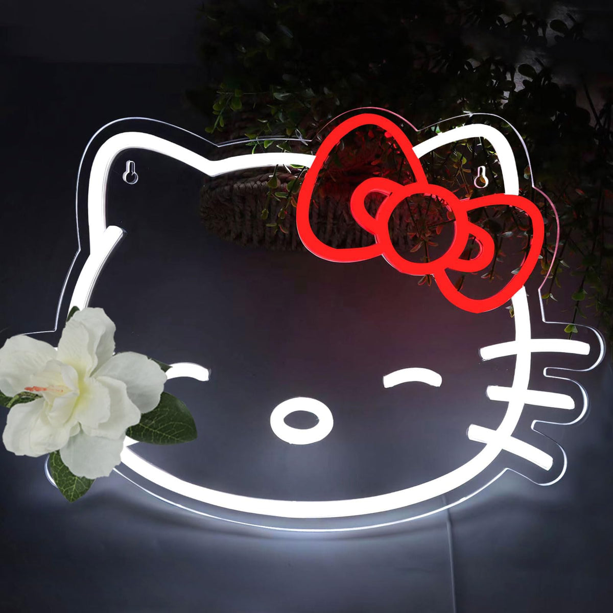 Pugna cat neon sign enhances bedroom ambience with bold colors