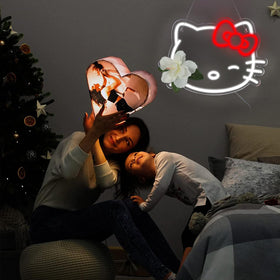 Pugna cat neon sign hanging mount ready for quick wall installation