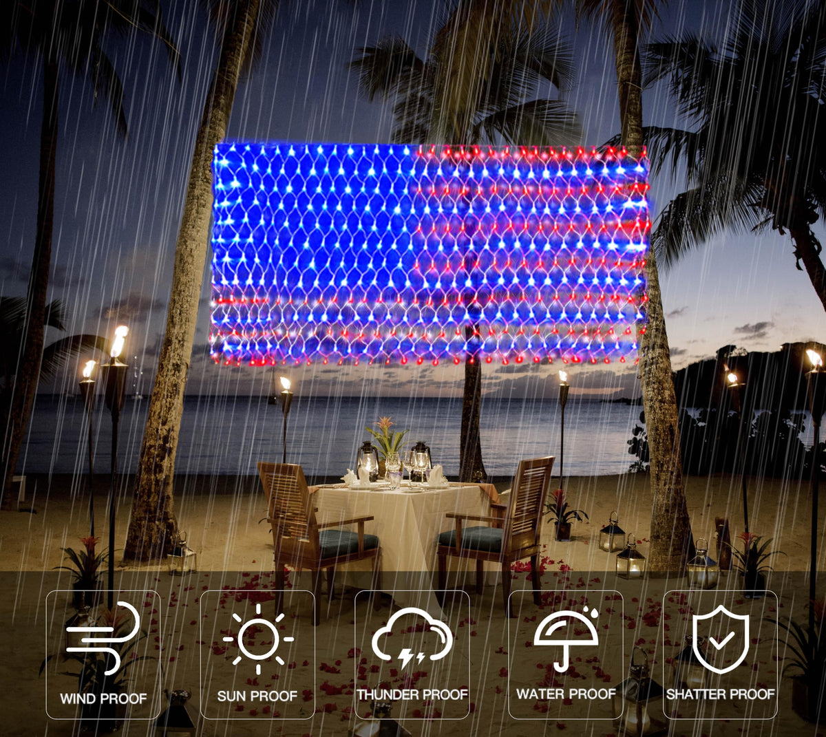 PUHONG patriotic lights enable easy hanging for balconies and walls