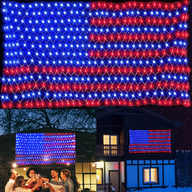 PUHONG holiday-ready patriotic lights across fences and walls