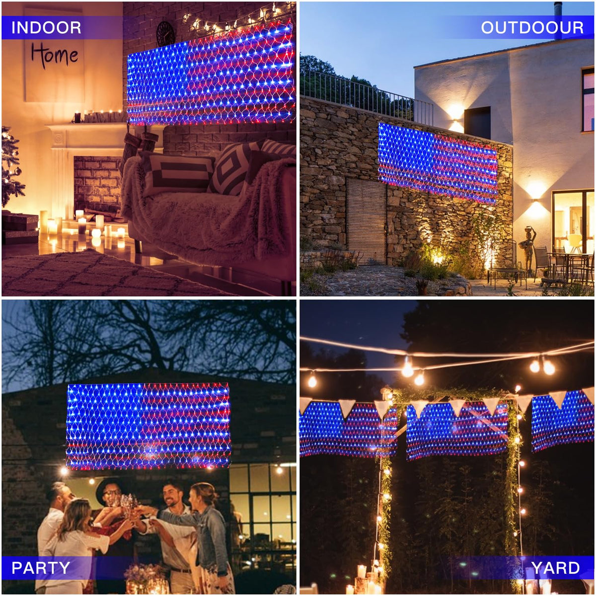 PUHONG waterproof flag lights withstand rain for outdoor celebrations