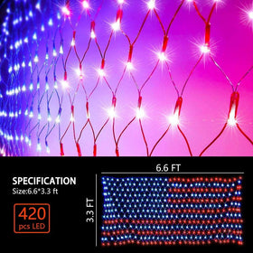 PUHONG USA flag lights with 110V plug for easy outdoor setup