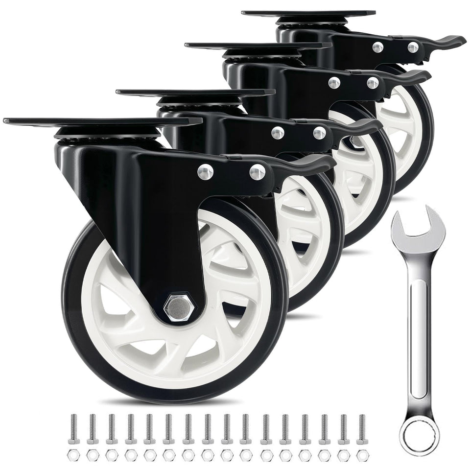 PUIPUM 5-inch heavy-duty caster set with four wheels for stable movement.