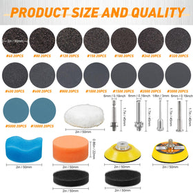 Pukamam 2-inch sanding discs show grit range 60 to 10000 for multiple finishes.