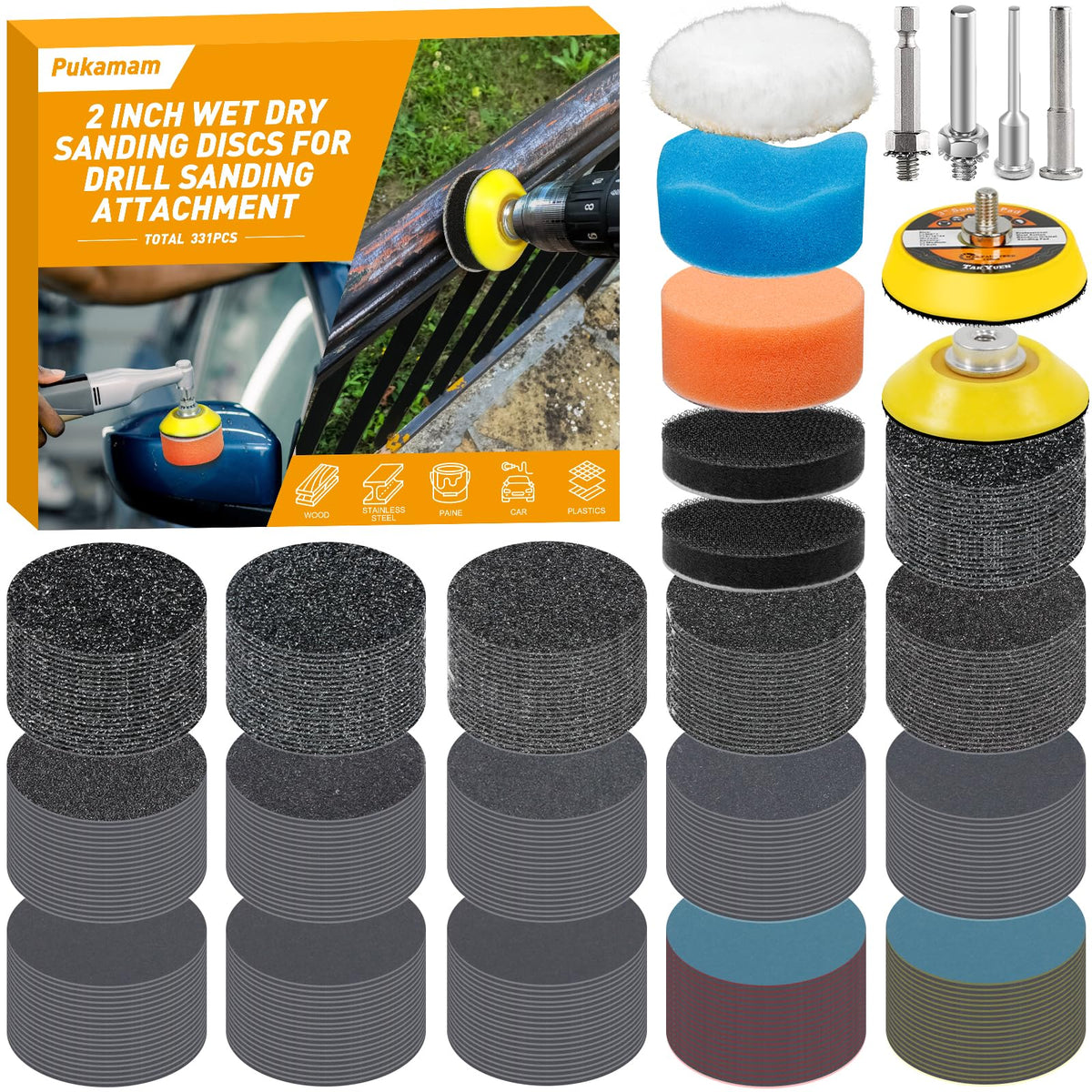 Pukamam 2-inch sanding disc kit full set for versatile projects.