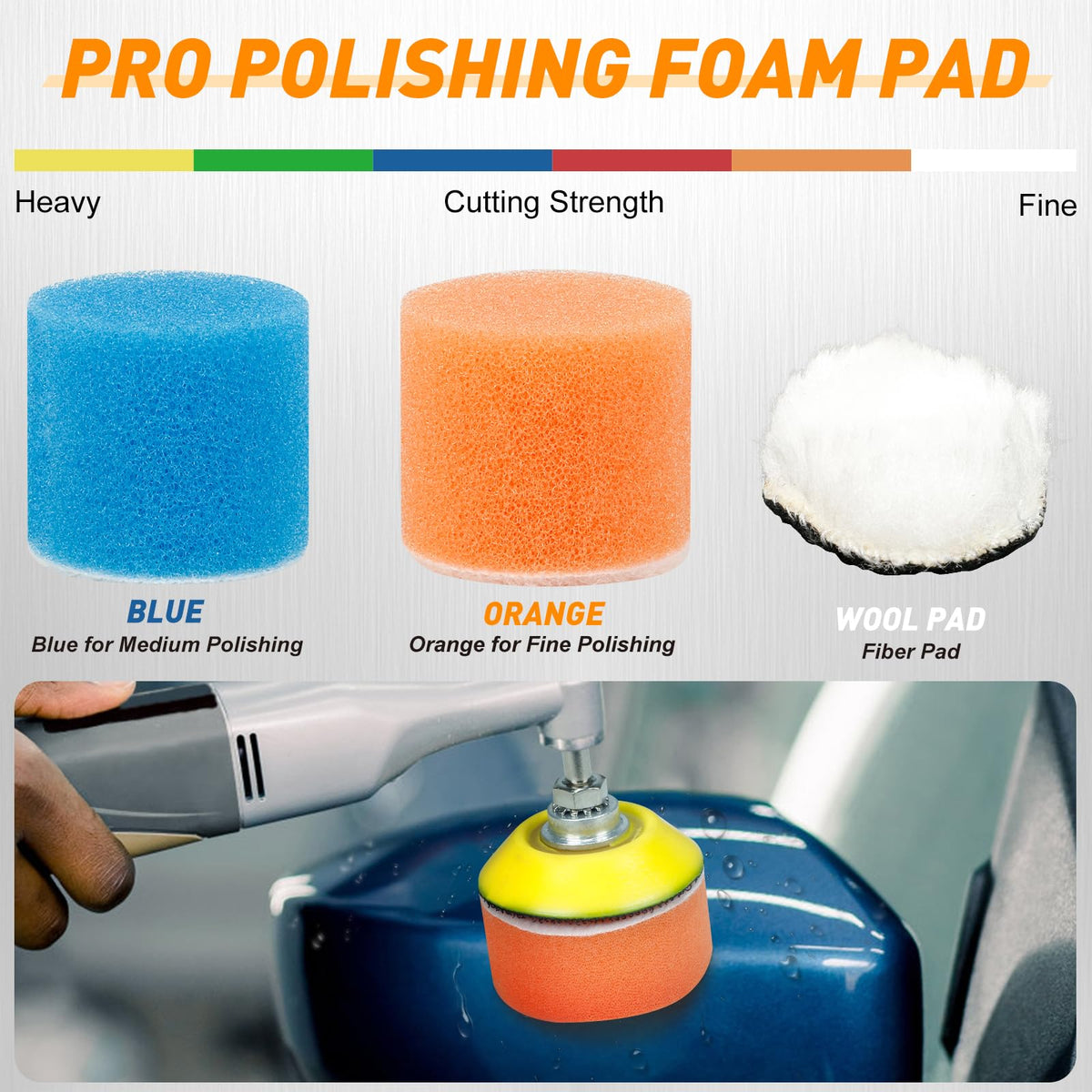 Pukamam foam sponge pads and drill shanks included.