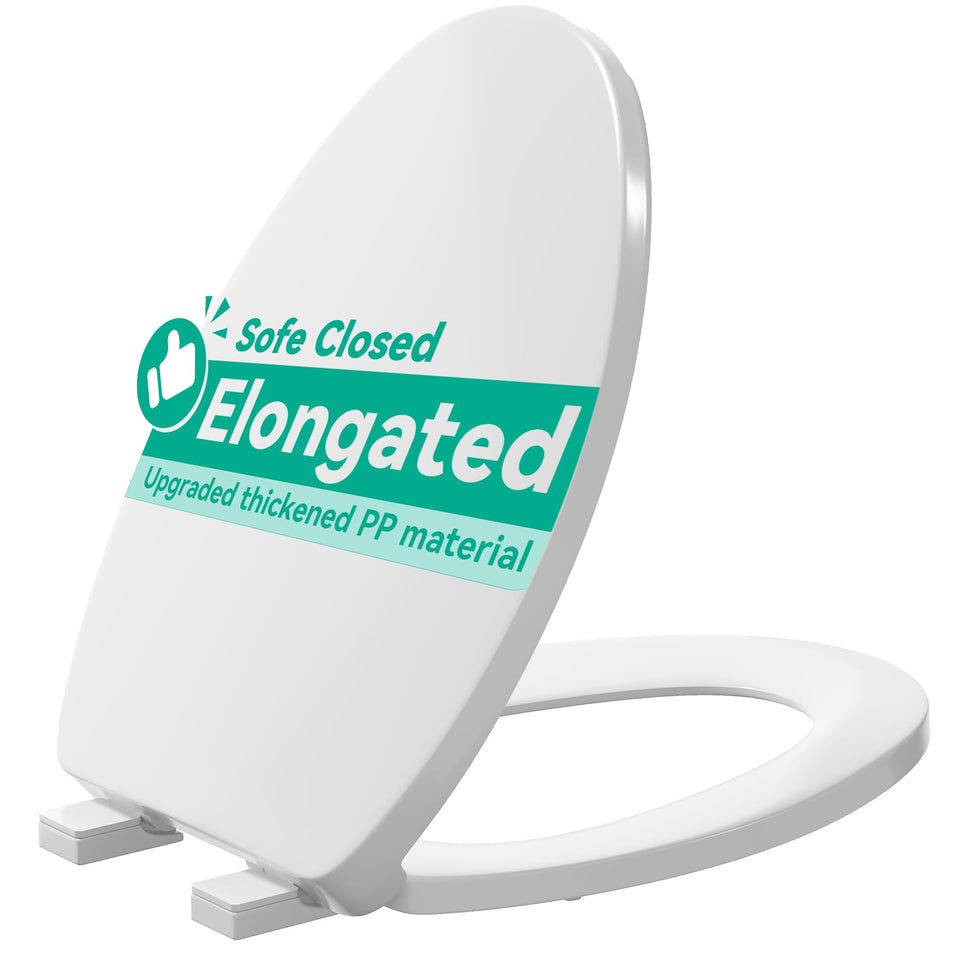 PUKANIUM elongated seat with quiet close for smooth, hygienic bathroom use