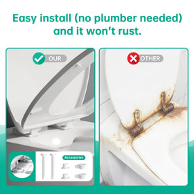 Two sets of hardware included with PUKANIUM toilet seat for flexible installation
